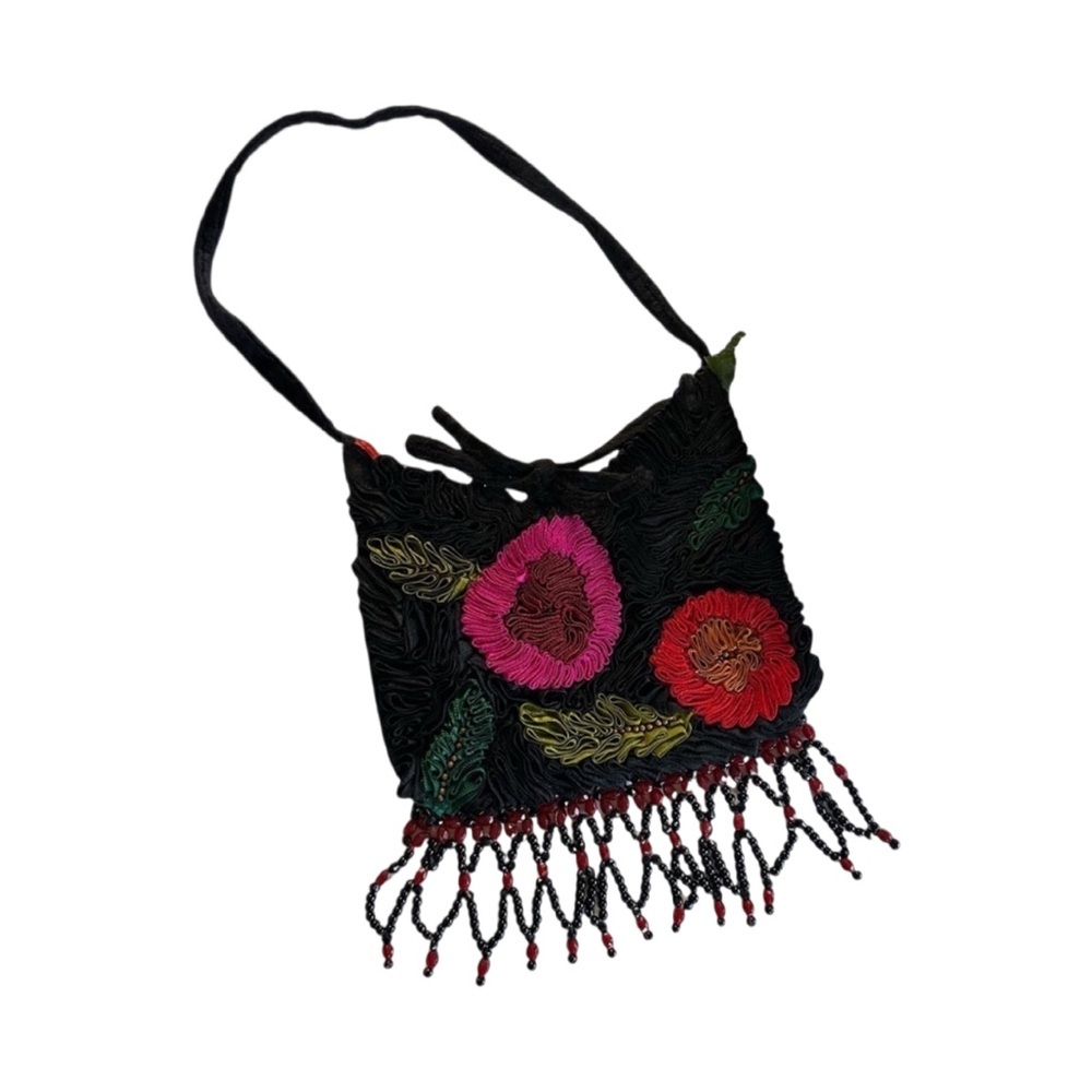 Christian Livingston Collection Velvet Floral Beaded‎ Evening Bag RARE